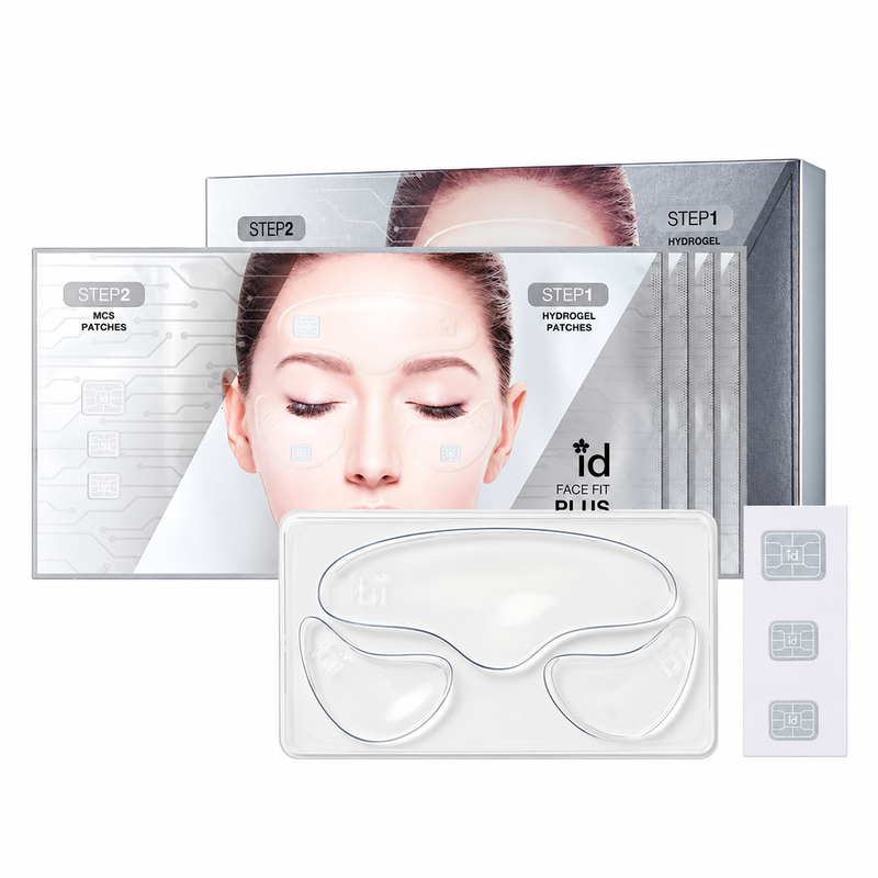 idPLACOSMETICS Face Fit Plus Patch V3 – 4 trattamenti – confezione su fondo bianco