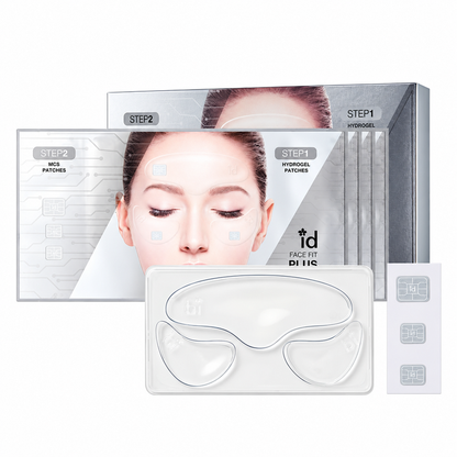 idPLACOSMETICS Face Fit Plus Patch V3 – 4 trattamenti – confezione su fondo bianco