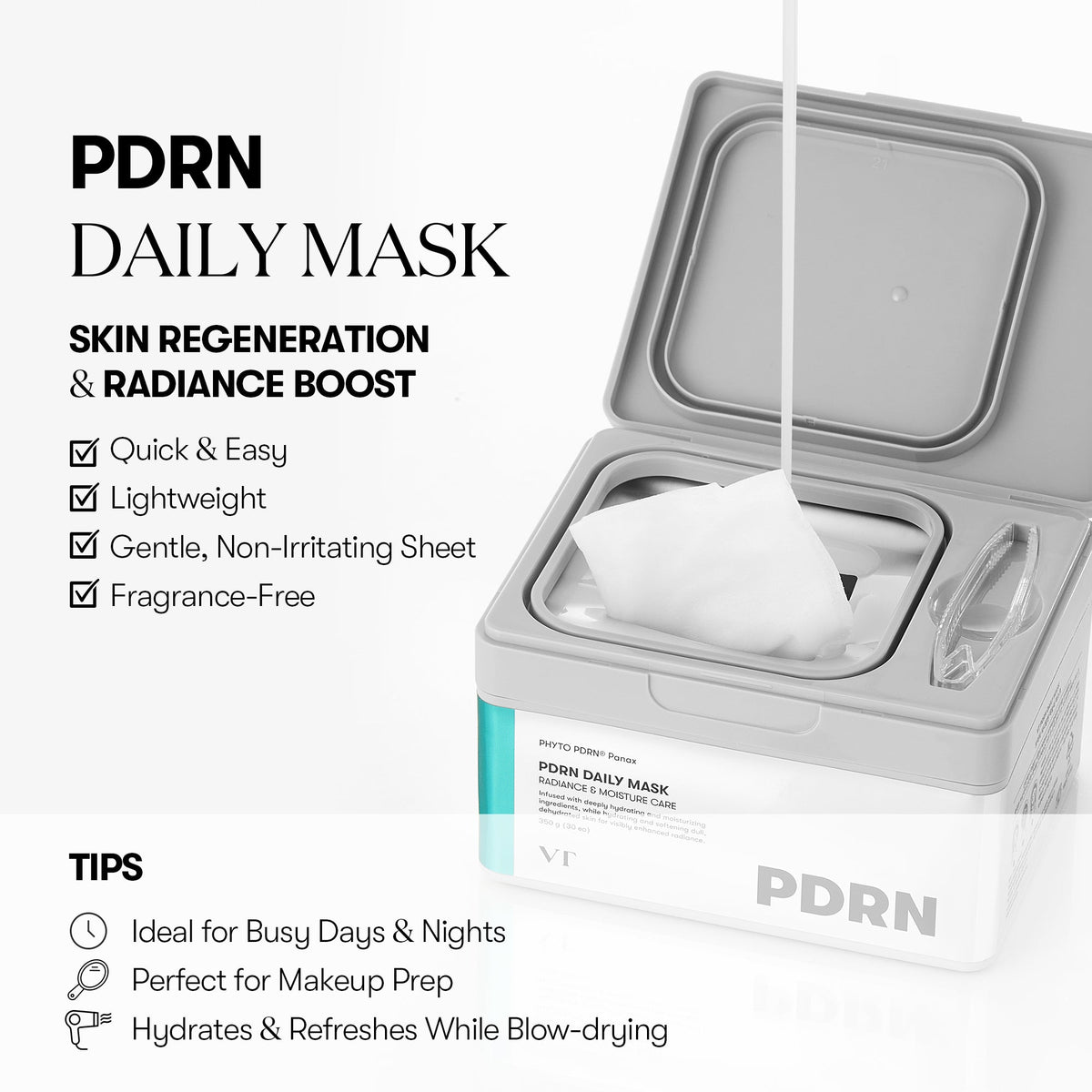 VT Cosmetics PDRN Daily Mask – 30 Maschere Viso – dettaglio 1